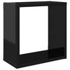 vidaXL Wall Cube Shelves 2 pcs High Gloss Black 30x15x30 cm