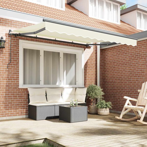 vidaXL Retractable Awning Manual Cream 300 x 200 cm Fabric