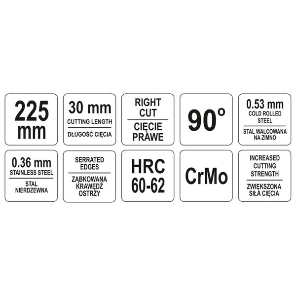 YATO Vertical Offset Snips Right 225 mm Green