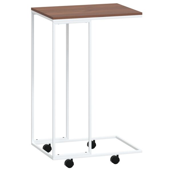 vidaXL Side Table with Wheels White 40x30x63.5 cm Engineered Wood