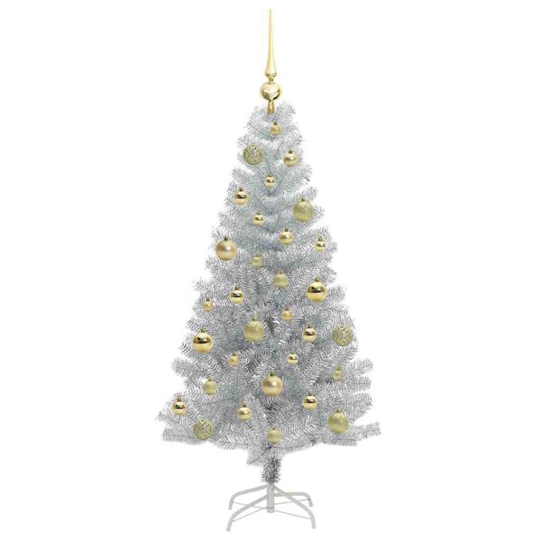 vidaXL Christmas Tree with 150 LEDs with Stand Silver 120 cm PET