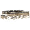 vidaXL 15 Piece Garden Dining Set with Cushions Mix Beige Poly Rattan