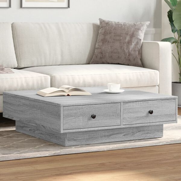vidaXL Coffee Table Grey Sonoma 90x90x28 cm Engineered Wood