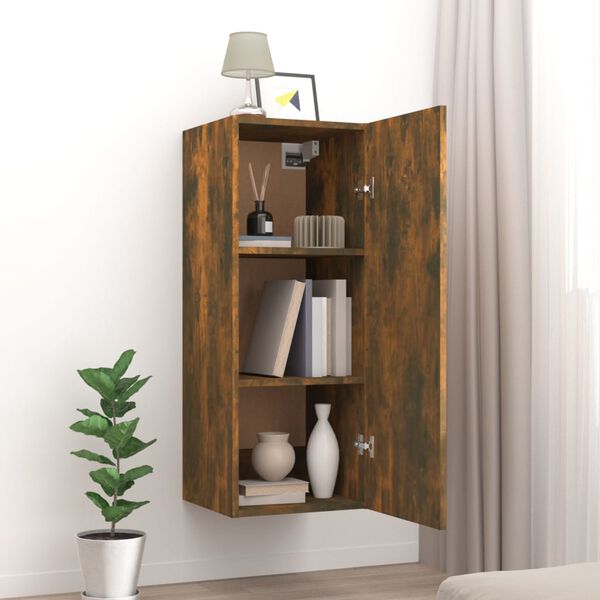 vidaXL Hanging Wall Cabinet Smoked Oak 34.5x34x90 cm Engineered Wood