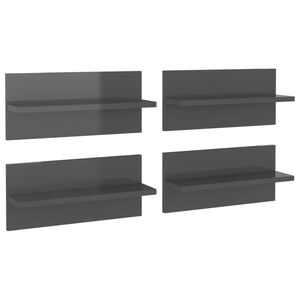 vidaXL Wall Shelves 4 pcs High Gloss Grey 40x11.5x18 cm