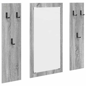 vidaXL Wall-Mounted Coat Rack with Mirror Grey Sonoma 96 x 1.5 x 90 cm