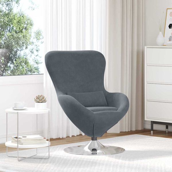 vidaXL Egg Chair Dark Grey 63 x 73 x 90 cm Velvet