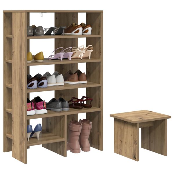 vidaXL Shoe Cabinet with Shelf 2 pcs Artisan Oak Engineered Wood