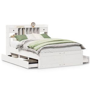 vidaXL Bookcase Bed without Mattress White 160x200 cm Solid Wood Pine
