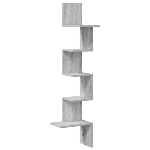 vidaXL Wall Corner Shelf Grey Sonoma 32x32x127,5 cm Engineered Wood