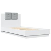 vidaXL Bed Frame with Headboard White 90x190 cm Single Engineered Wood