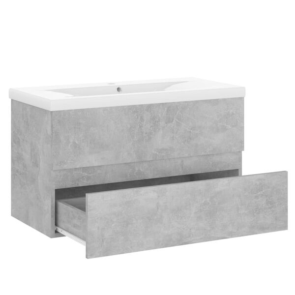 vidaXL Sink Cabinet with Built-in Basin Concrete Grey Engineered Wood