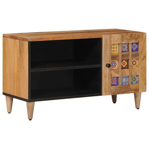 vidaXL TV Cabinet with Door Natural 80 x 31.5 x 46 cm Solid Mango Wood