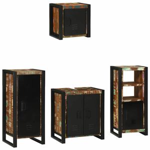 vidaXL Bathroom Furniture Set 4 pcs Multicolour and Black