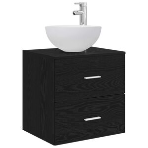vidaXL Wall-mounted Bathroom Sink Cabinet Black Oak 49.5 x 35 x 80 cm