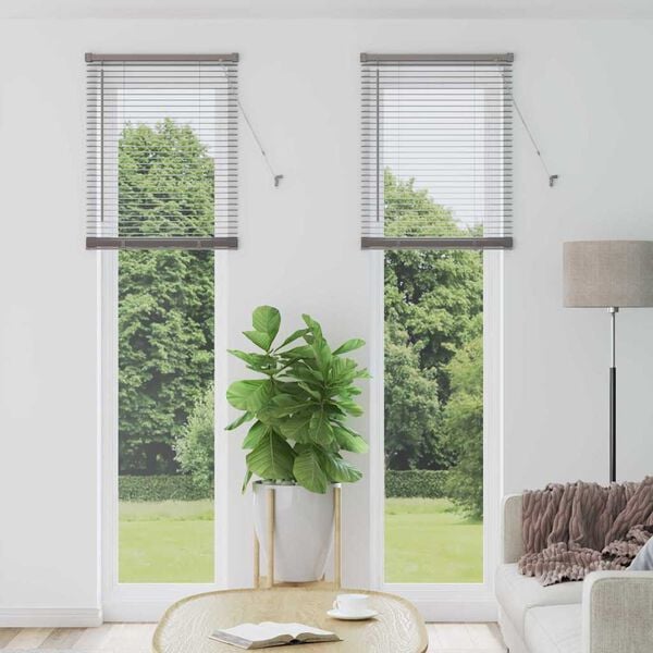 vidaXL Window Blind with Curtains Manual Silver Aluminium