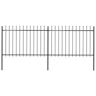 vidaXL Garden Fence with Spear Top Steel 3.4x1.2 m Black