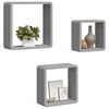 vidaXL Wall Cube Shelves 3 pcs Grey MDF