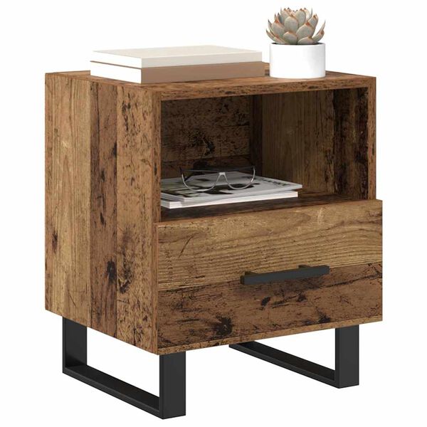 vidaXL Bedside Cabinet Old Wood 40 x 35 x 47.5 cm Engineered Wood