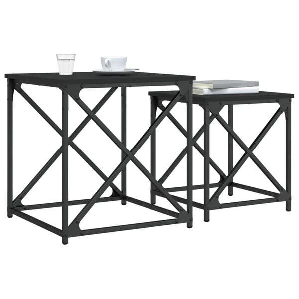 vidaXL Nesting Coffee Tables 2 pcs Black Engineered Wood