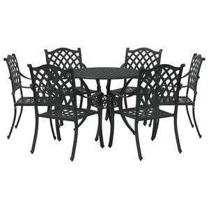 vidaXL Garden Dining Set 7 pcs Black Aluminium