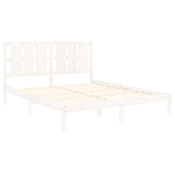 vidaXL Bed Frame without Mattress White Pine 160x200 cm Solid Wood