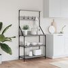 vidaXL Baker's Rack with Hooks 4-Tier Grey Sonoma Engineered Wood