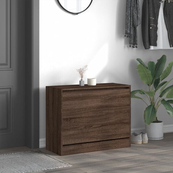 vidaXL Shoe Cabinet Brown Oak 80x34x63 cm Engineered Wood