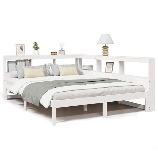 vidaXL Bookcase Bed without Mattress White 140x200 cm Solid Wood Pine