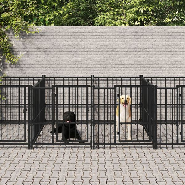 vidaXL Outdoor Dog Kennel Steel 13.14 m&sup2;