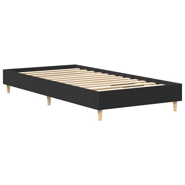 vidaXL Bed Frame No Mattress Black 75x190 cm Small Single Engineered Wood