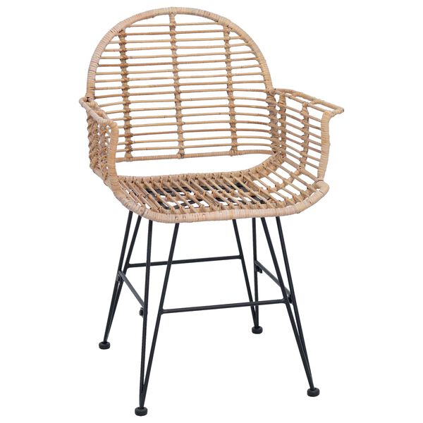 vidaXL Dining Chair 2 pcs Natural 57 x 54.5 x 85 cm Rattan and Iron