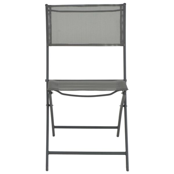 vidaXL Folding Outdoor Chairs 4 pcs Grey Steel and Textilene