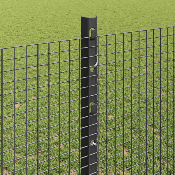 vidaXL Fence with Post Grey 1.2 x 10 m Steel and PVC