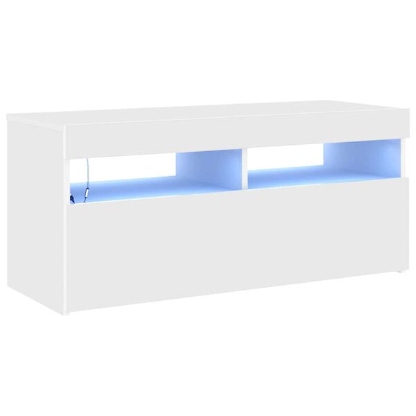 vidaXL TV Cabinet with LED Lights White 90x35x40 cm