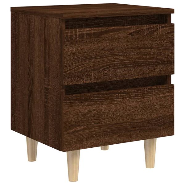 vidaXL Bed Cabinet with Solid Wood Legs Brown Oak 40x35x50 cm