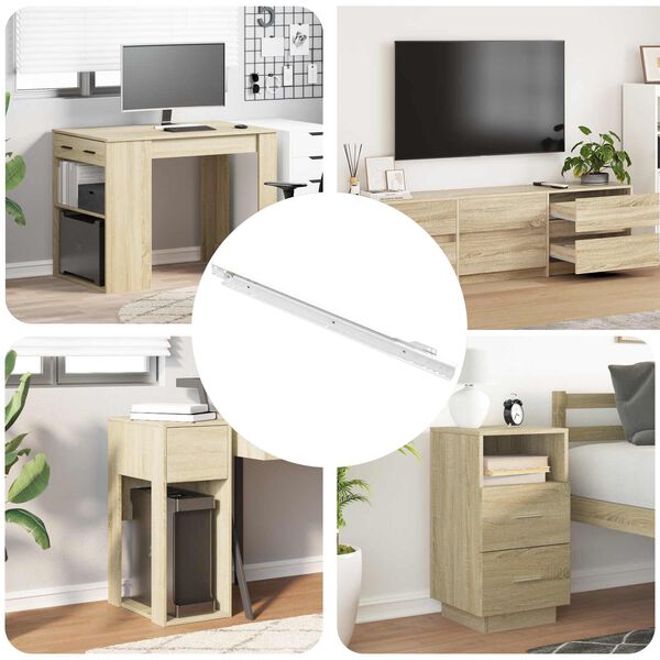 vidaXL Drawer Slide 49 pcs White Steel