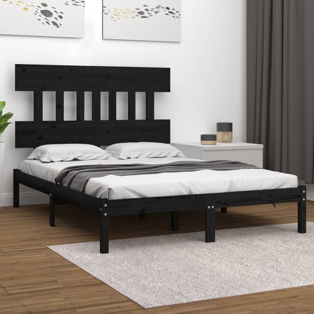 King bed frame black wood hotsell