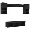 vidaXL 7 Piece TV Wall Units with LED Black Engineered Wood