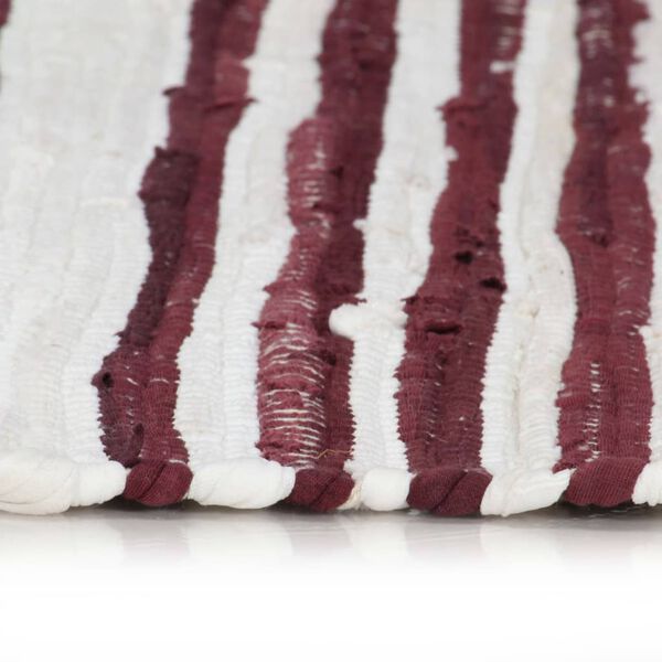 vidaXL Hand-woven Chindi Rug Cotton 120x170 cm Burgundy and White
