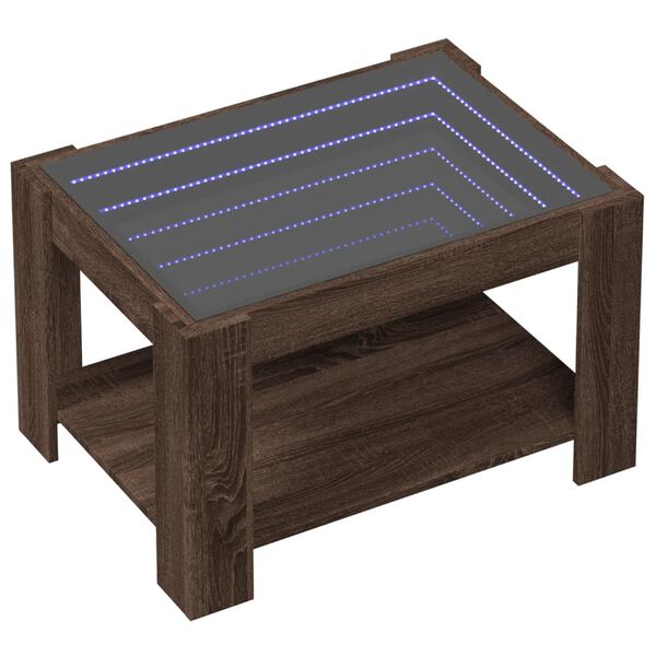 vidaXL Coffee Table with LED Brown Oak 73x53x45 cm Engineered Wood