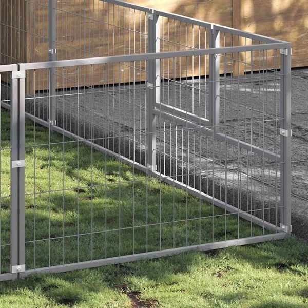 vidaXL Dog Kennel Silver 30 m&sup2; Steel