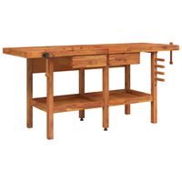 vidaXL Workbench with Drawers and Vices 192x62x83 cm Solid Wood Acacia