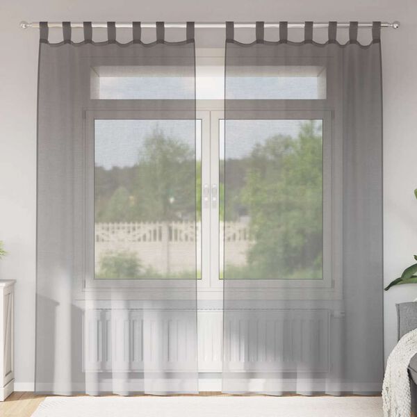 vidaXL Voile Curtains with Loops 2 pcs Dark Grey 140x225 cm