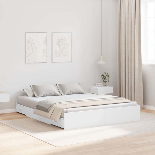 vidaXL Storage Bed Frame White 140 x 190 cm Engineered Wood