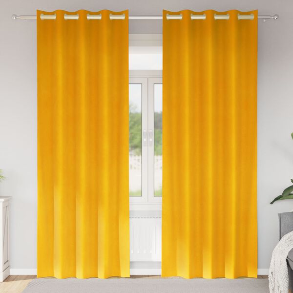 vidaXL Blackout Curtains 2 pcs Mustard Yellow 140 x 245 cm Velvet