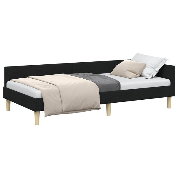 vidaXL Corner Bed Frame with Headboard Black 100 x 200 cm Fabric