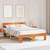 vidaXL Bed Frame with Headboard Wax Brown 140 x 200 cm Solid Pine Wood