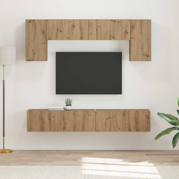 vidaXL TV Cabinet Set Wall-mounted 4 pcs Artisan Oak Engineered Wood