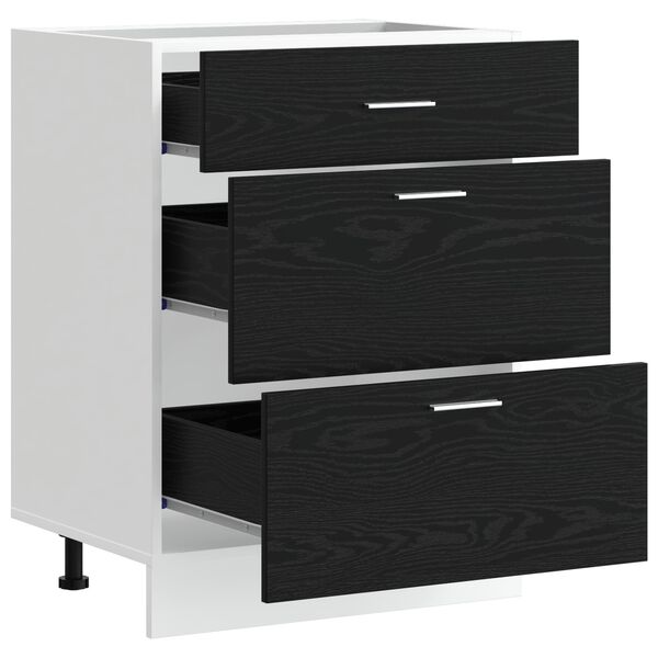 vidaXL Kitchen Base Cabinet with Drawer Black Oak 60 x 46 x 81.5 cm